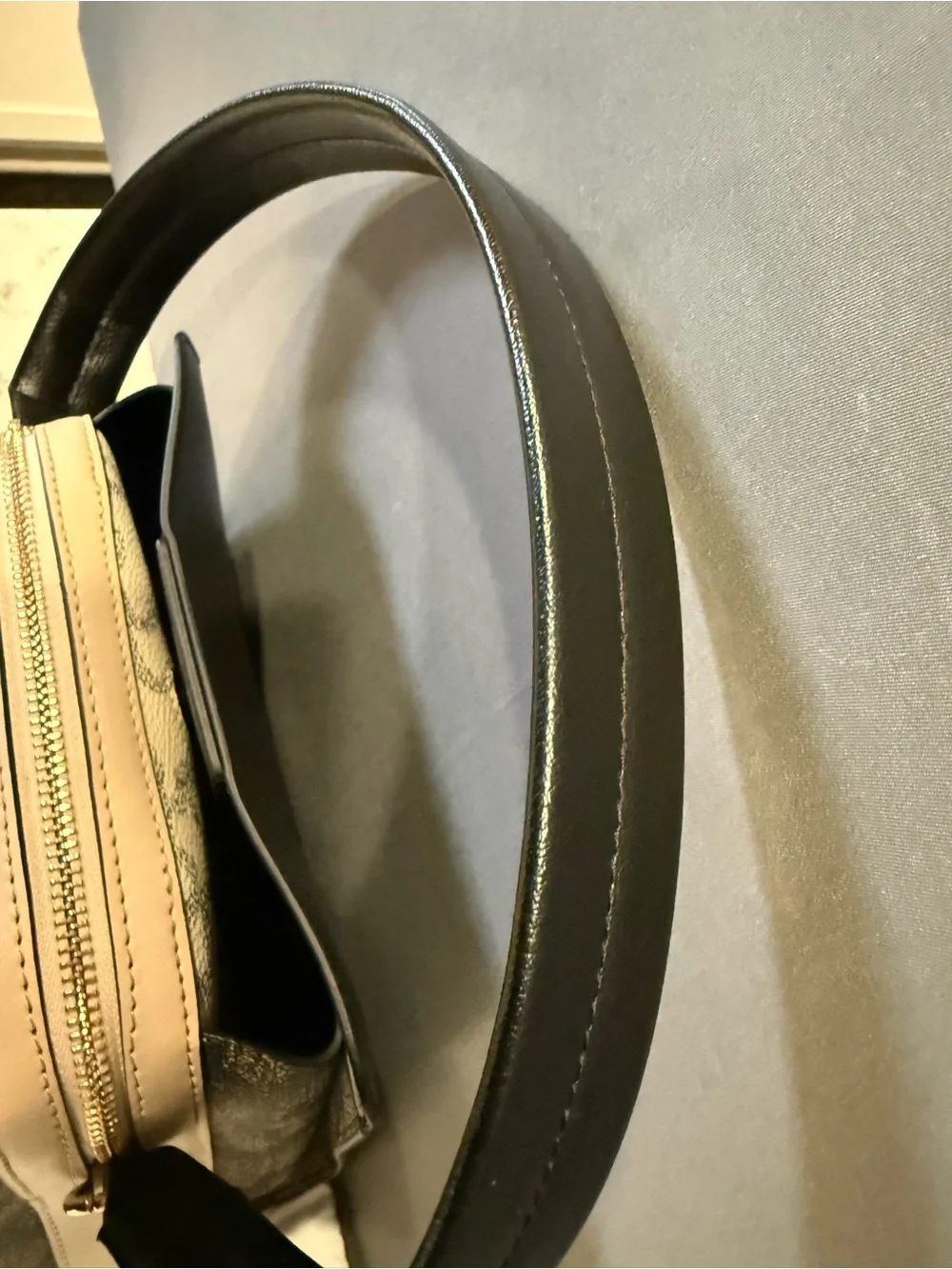 TOUS Black Leather Crossbody Bag with Cream Interior Accent